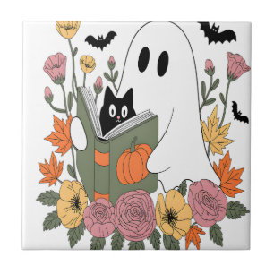 Halloween-Geister-Lesebuch Katze Fliese