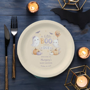 Halloween-Geister Little Boo Baby Shower Pappteller