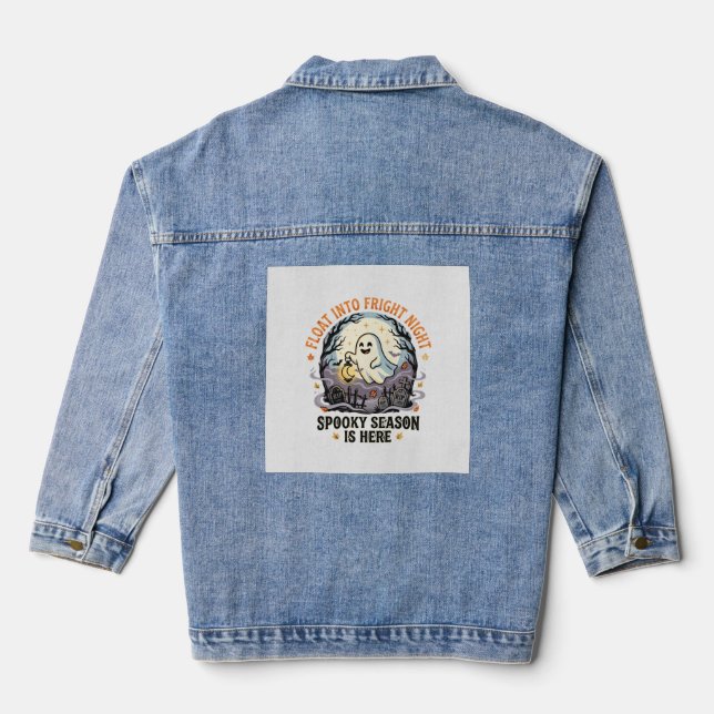 Halloween-Geister-Mond-Parade Jeansjacke (Rückseite)