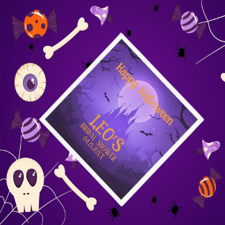 Halloween Geister-Schloss Lila Brautdusche Serviette