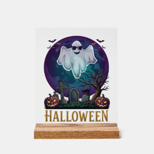 Halloween-Geister-Sonnenbrille Lila Mond Friedhof_ Acrylschild