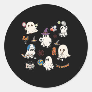 Halloween-Geister spielen Fußball Tennis Hockey Vo Runder Aufkleber