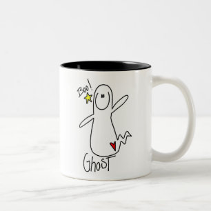 Halloween-Geister-Strichmännchen-Tasse Zweifarbige Tasse
