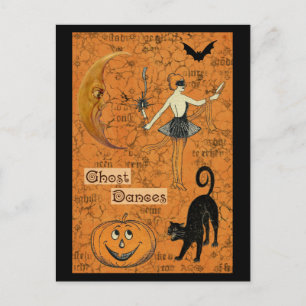 Halloween-Geister-Tänze Gruseliger Mond Postkarte