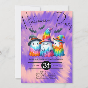Halloween-Geister-Trio-Party-Tie-Dye-Handzeichnung Einladung