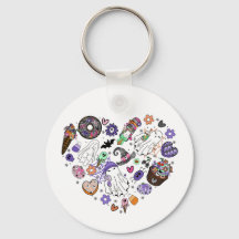 Halloween-Geister und Kürbisketten-Herzform