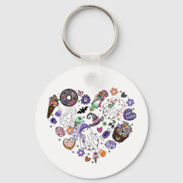 Halloween-Geister und Kürbisketten-Herzform Schlüsselanhänger