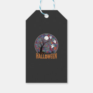Halloween Geisterbaum Geister und schwarze Katze Geschenkanhänger
