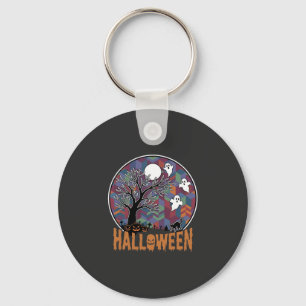 Halloween Geisterbaum Geister und schwarze Katze Schlüsselanhänger