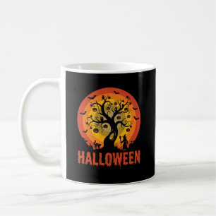 Halloween-Geisterbaum-Hexe und schwarze Katzen Kaffeetasse