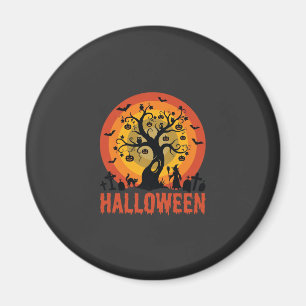 Halloween Geisterbaum Hexe und schwarze Katzen Magnet