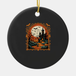Halloween Geisterburg Kürbismond Vektorgrafik Keramik Ornament