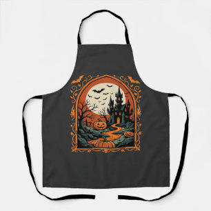 Halloween Geisterburg Kürbismond Vektorgrafik Schürze