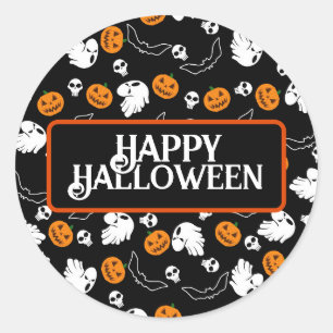 Halloween-Geisterfledermäuse Totenkopf Kürbis Runder Aufkleber