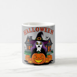 Halloween-Geisterhaus, Kürbisse, Hexen, Fledermäus Kaffeetasse