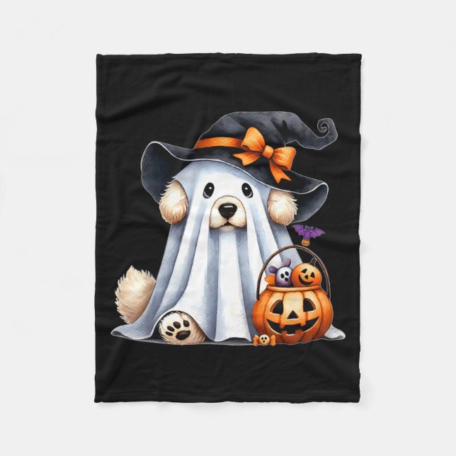 Halloween-Geisterhund Fleecedecke (Vorderseite)