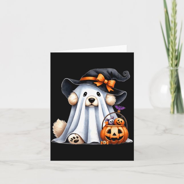 Halloween-Geisterhund Karte (Vorderseite)