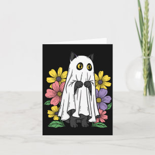 Halloween-Geisterkatze Süße Schwarze Katze Blumen Karte