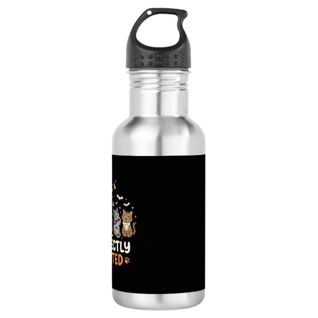 Halloween Geisterkatzen-Crew Edelstahlflasche (Vorderseite)
