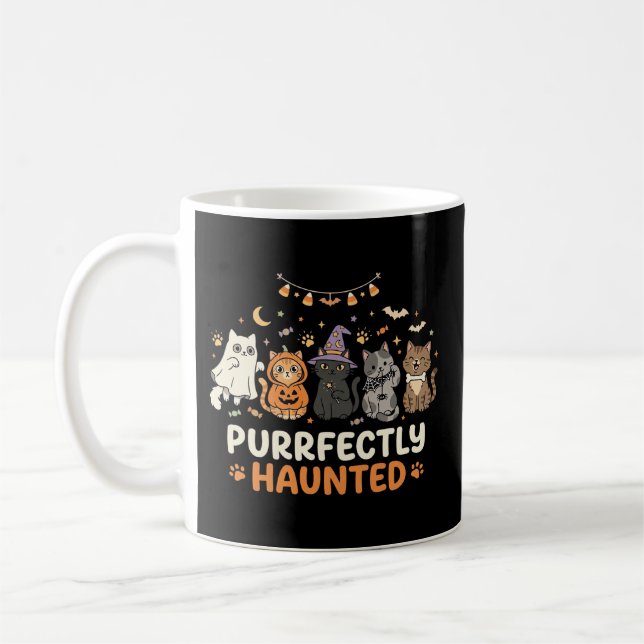 Halloween Geisterkatzen-Crew Kaffeetasse (Links)