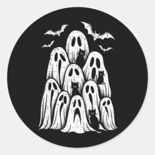 Halloween-Geisterkatzenliebhaber Herbst Gruselige  Runder Aufkleber