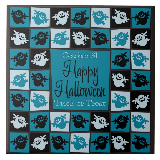 Halloween-Geistermosaik Fliese (Vorderseite)