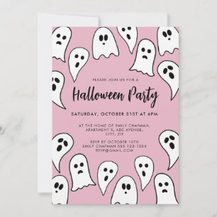 Halloween-Geisterparty pink Einladung