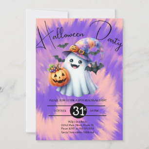 Halloween-Geisterparty-Tie-Dye-Handzeichnung  Einladung