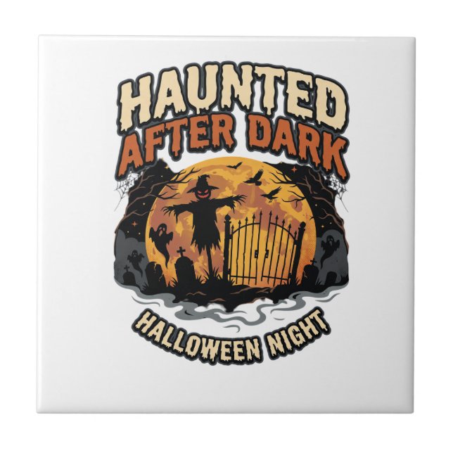 Halloween-Geisterstunde nach Mitternacht Fliese (Vorderseite)