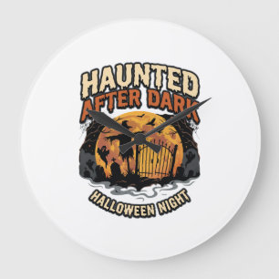 Halloween-Geisterstunde nach Mitternacht Große Wanduhr