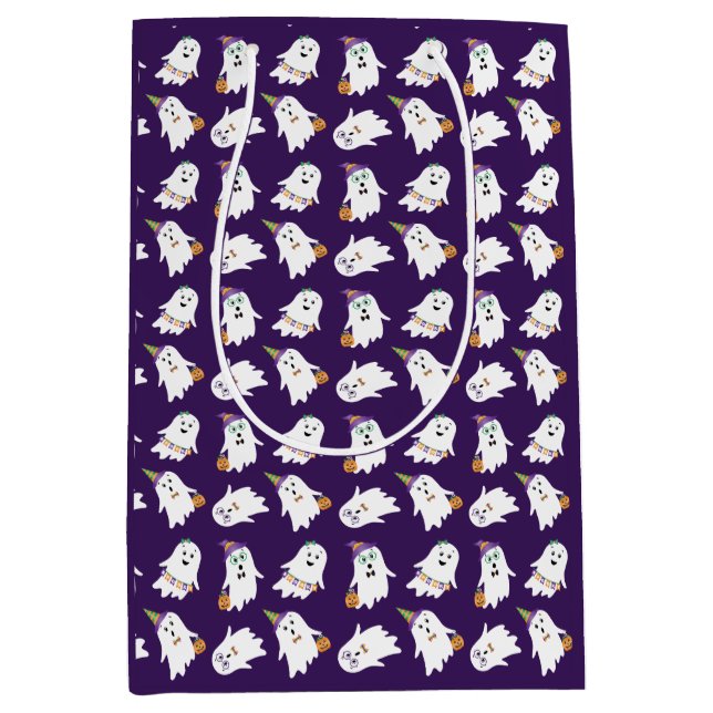 Halloween-Geistertrick oder -Behandlung Mittlere Geschenktüte (Vorderseite)