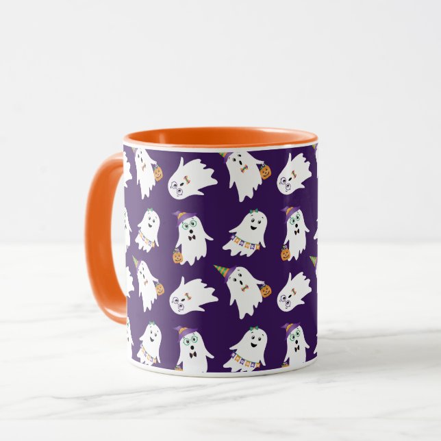 Halloween-Geistertrick oder -Behandlung Tasse (Vorderseite Links)