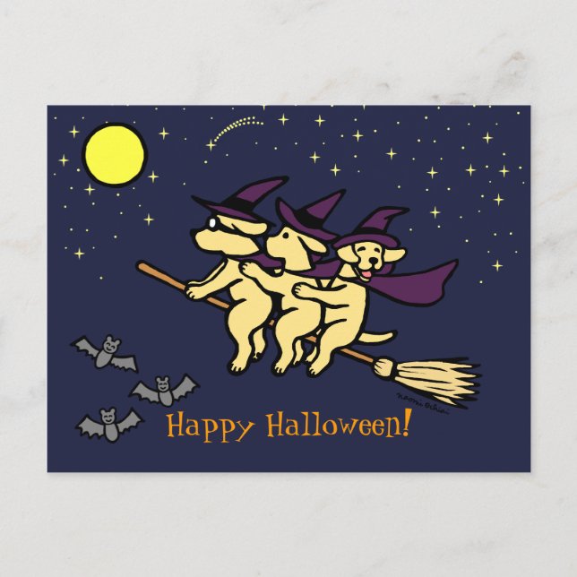 Halloween Gelbe Labrador-Fahrer! Postkarte (Vorderseite)