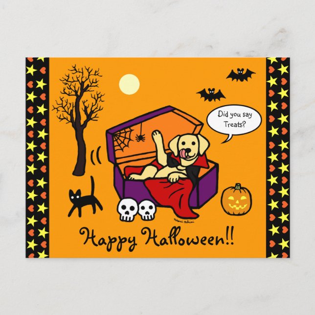 Halloween Gelbe Labrador Vampire Postkarte (Vorderseite)