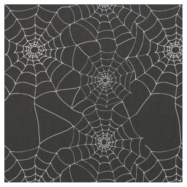 Halloween Gemustertes Schwarz-Weiß-Spinnennetz Stoff (Nahaufnahme)