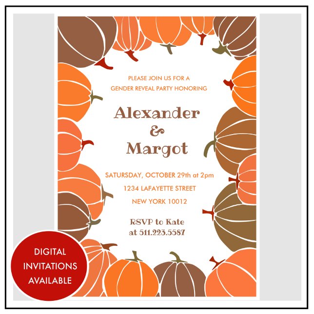 Halloween Gender Enthüllung Einladungen Fall Pumpk (Halloween-gender-reveal-invitations-Fall-Pumpkin-1)