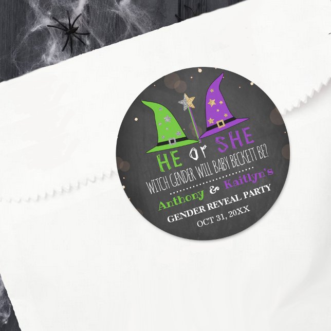 Halloween-Gender-Party Runder Aufkleber (Von Creator hochgeladen)