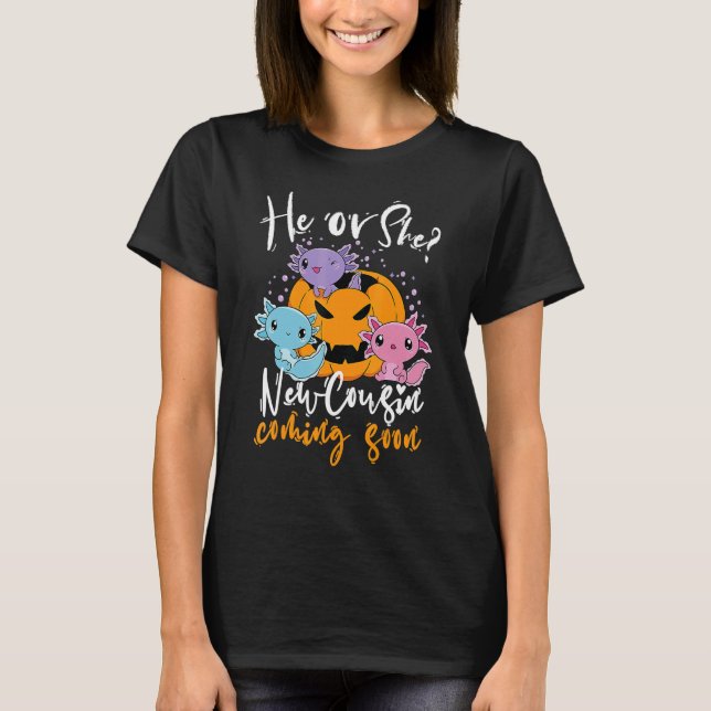 Halloween Gender Reveal He or She Cousin Coming Bo T-Shirt (Vorderseite)