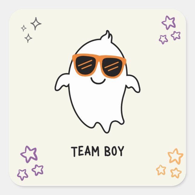 Halloween Gender Reveal Team Boy Ghost Sticker (Vorderseite)