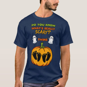 Halloween Gender Reveal Twins Baby Shower Party T-Shirt