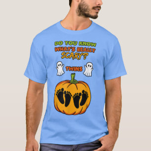 Halloween Gender Reveal Twins Baby Shower Party T-Shirt