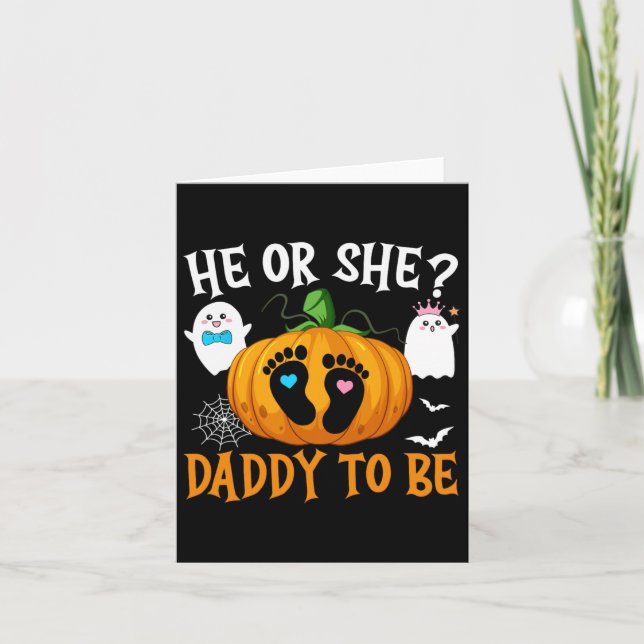Halloween Gender zeigt, dass er oder sie Daddy Pum Karte (Vorderseite)