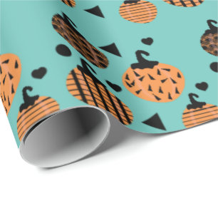 Halloween geometrische Konfetti-Kürbisse Geschenkpapier