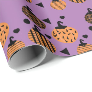 Halloween geometrische Konfetti-Kürbisse Geschenkpapier