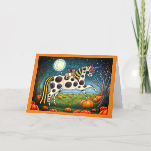 HALLOWEEN GEPUNKTETE PONY & BAT CAT Fantasy Horse Feiertagskarte