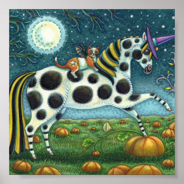 HALLOWEEN GEPUNKTETE PONY & BAT CAT Fantasy Horse Poster (Vorne)