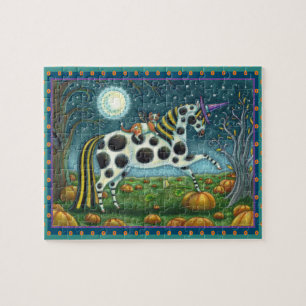 HALLOWEEN GEPUNKTETE PONY & BAT CAT Fantasy Horse Puzzle