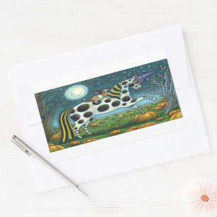 HALLOWEEN GEPUNKTETER PONY & BAT CAT Whimsical Hor Rechteckiger Aufkleber