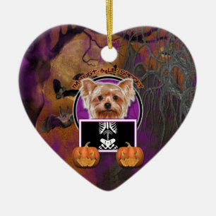 Halloween - gerade ein Lil gespenstisch - Yorkie Keramik Ornament