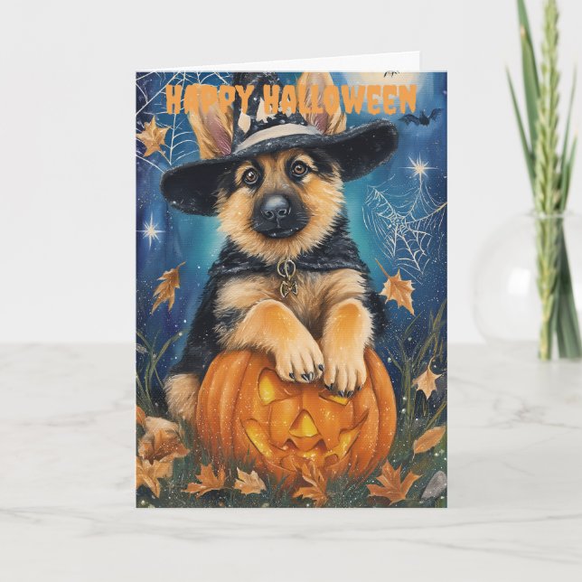 Halloween German Shepherd Dog Feiertagskarte (Vorderseite)